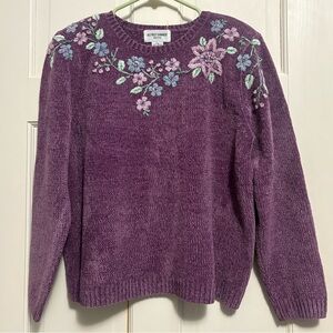 Alfred Dunner Womens Sweater Size Petite XL Floral Embroidered Knit Vintage